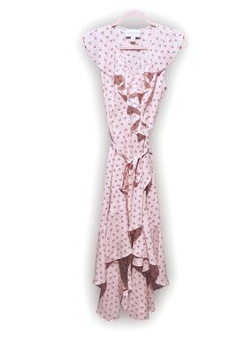 Donna Morgan Women's Baby Pink Printed Chiffon Wrap Dress, Pristine !